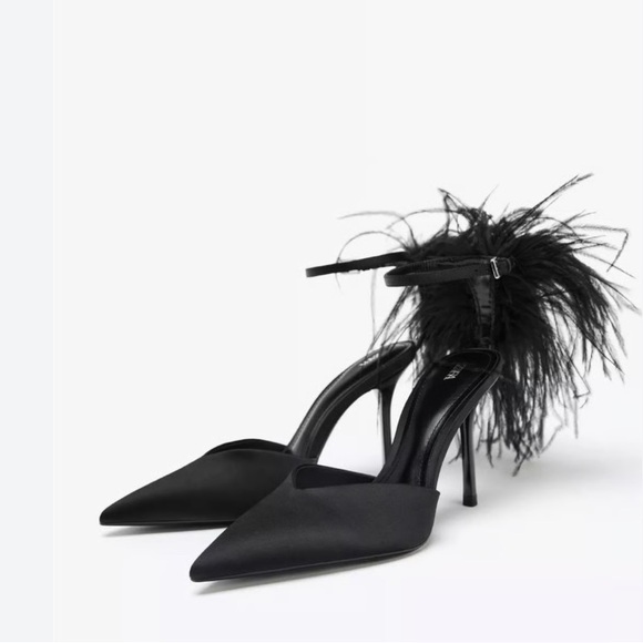 Zara Shoes - Zara satin feather heels